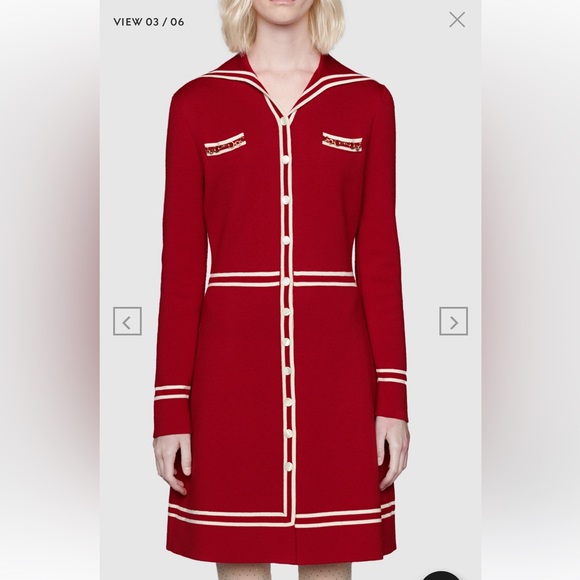 GUCCI WOOL DRESS WITH CONTRAST TRIM - Picture 7 of 7